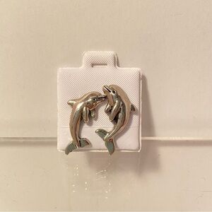 Castings On Parade Dolphin Pierced Earrings Silver Vintage 1994